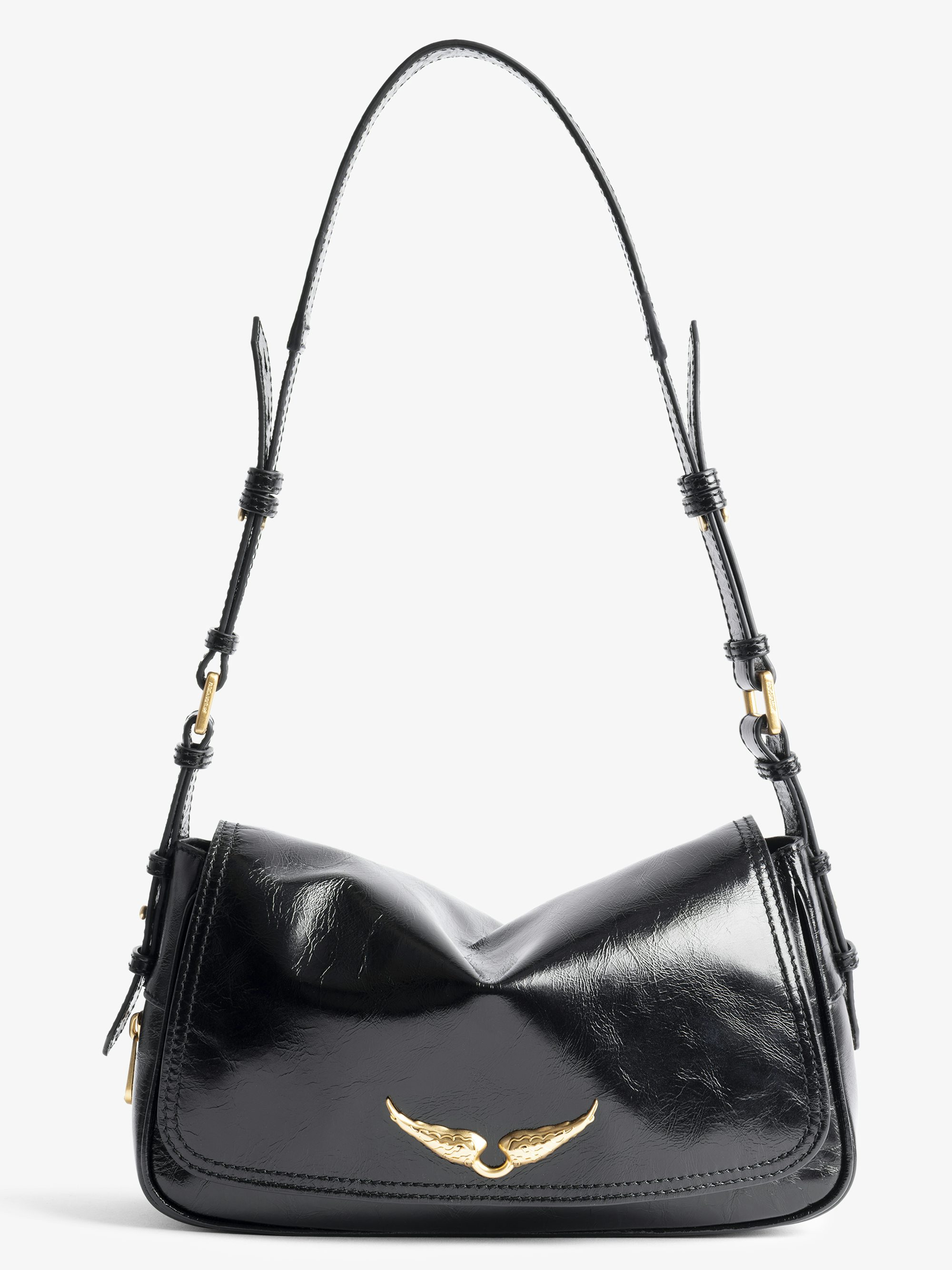 Le Zouzou Vintage Patent Bag - Small vintage effect patent leather bag with adjustable shoulder strap and signature wings.